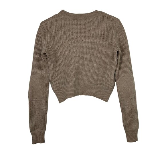 BCBG Max Azria Womens Beige Sweater Small Elbow Patches Wool & Cashmere Blend - Picture 2 of 13